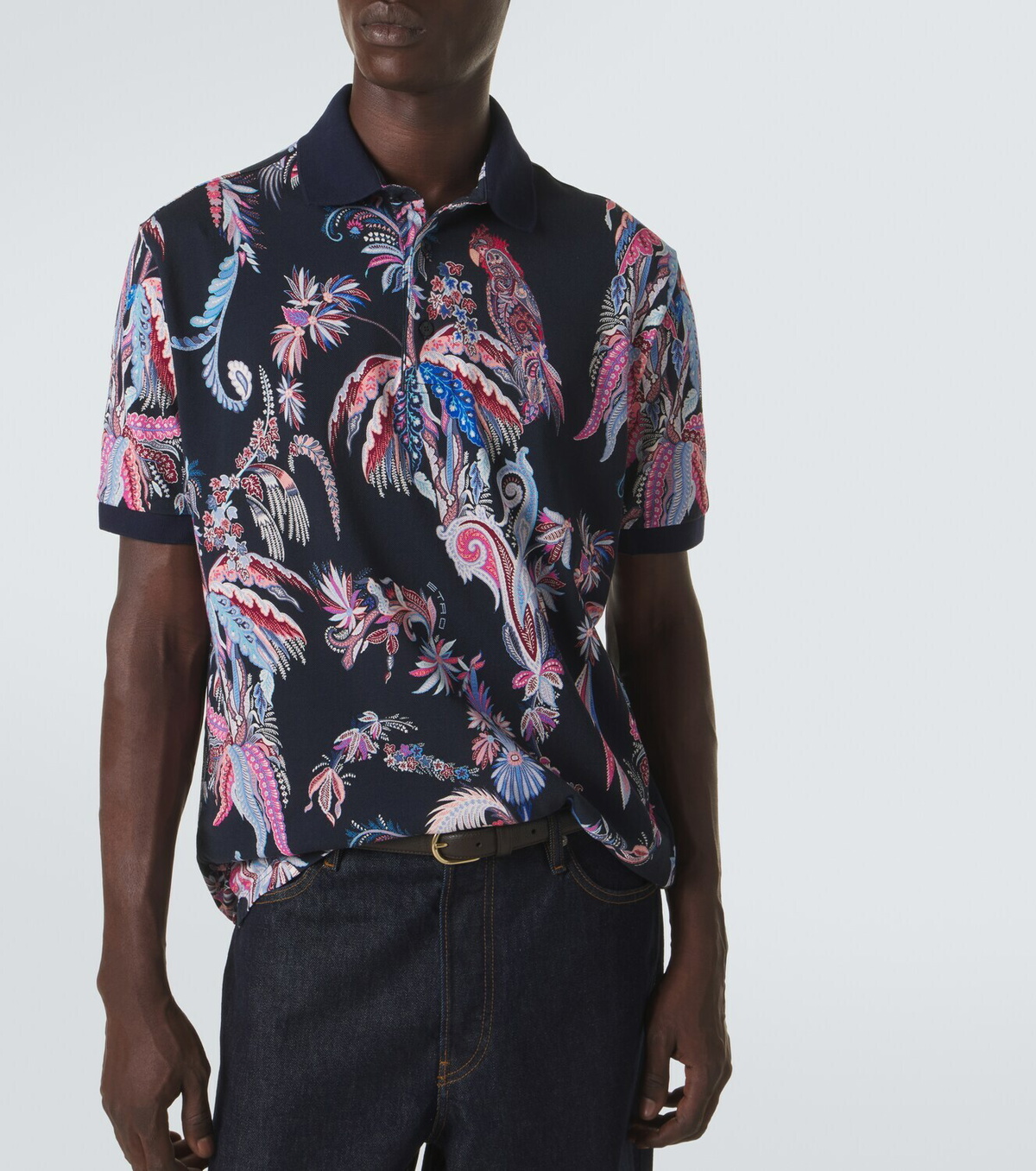 Etro Printed cotton piqué polo shirt