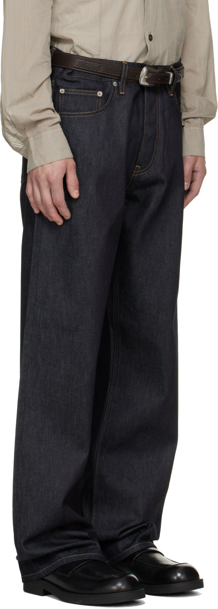 Sunflower Navy Loose Raw Selvedge Jeans
