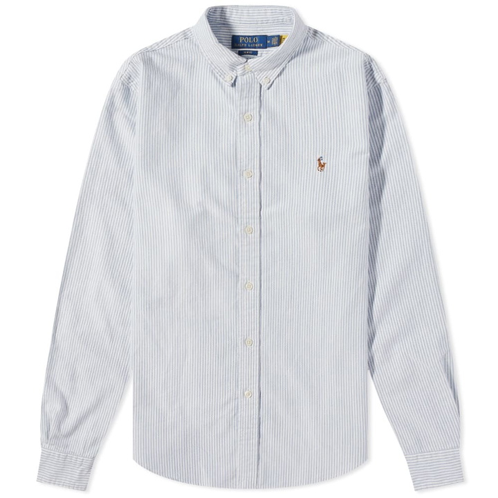 Photo: Polo Ralph Lauren Men's Button Down Oxford Shirt in Blue/White