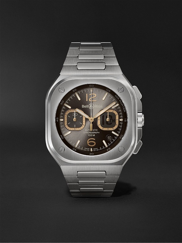 Photo: Bell & Ross - MR PORTER 10th Birthday Edition BR05 42mm Steel Automatic Chronograph Watch, Ref. No. BR05C-MP10-ST/SST - Gray