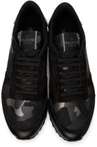 Valentino Garavani Black & Silver Camo Rockrunner Sneakers