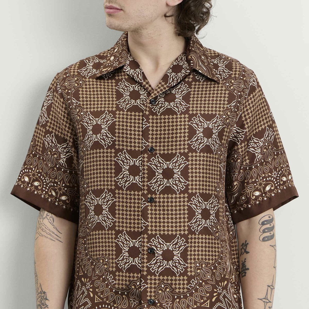 Amiri Men's MA Check Camp Shirt in Tobacco