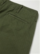Beams Plus - Straight-Leg Herringbone Cotton Trousers - Green