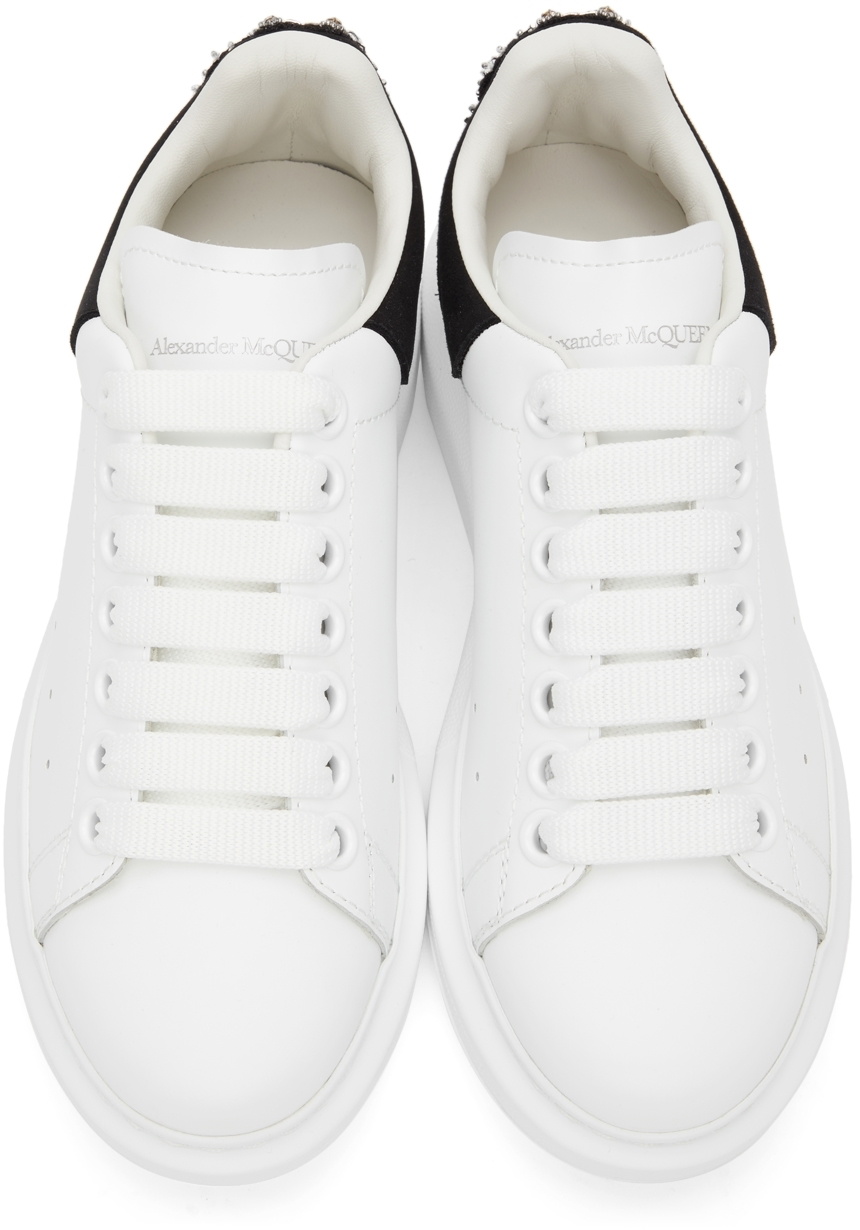 Alexander McQueen White & Black Crystal Oversized Sneakers 