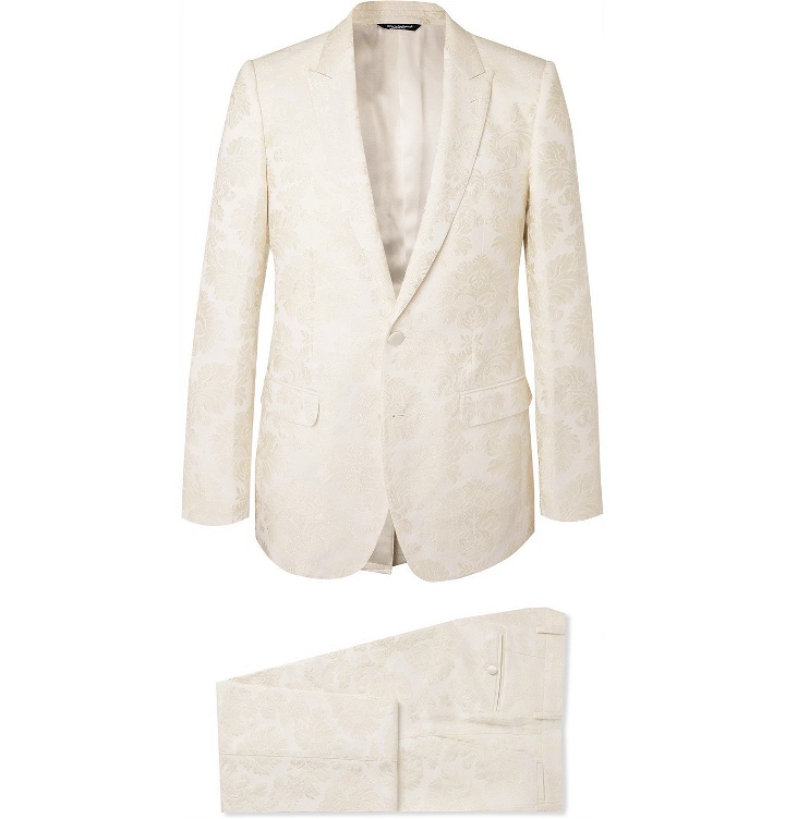 Photo: DOLCE & GABBANA - Slim-Fit Jacquard Suit - White