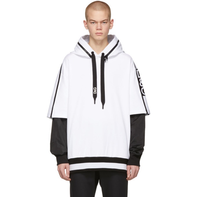 Photo: Dolce and Gabbana White and Black Removable Sleeves DandG Millennials Hoodie