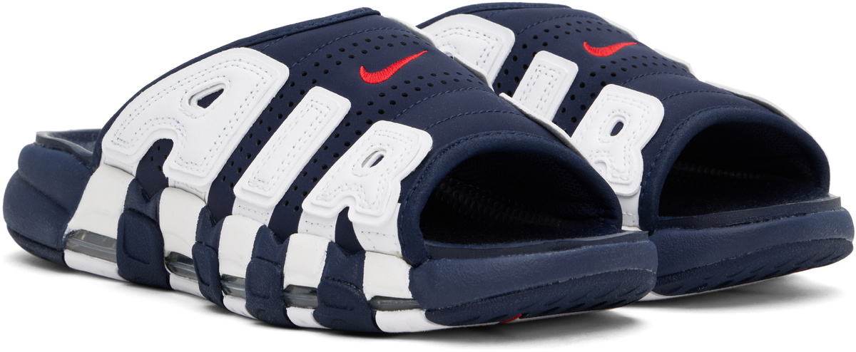 靴 NIKE AIR MORE UPTEMPO SLIDE NAVY Nike Navy Air More Uptempo Pool Slides Nike