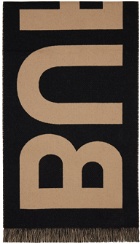 Burberry Beige & Black Jacquard Logo Scarf