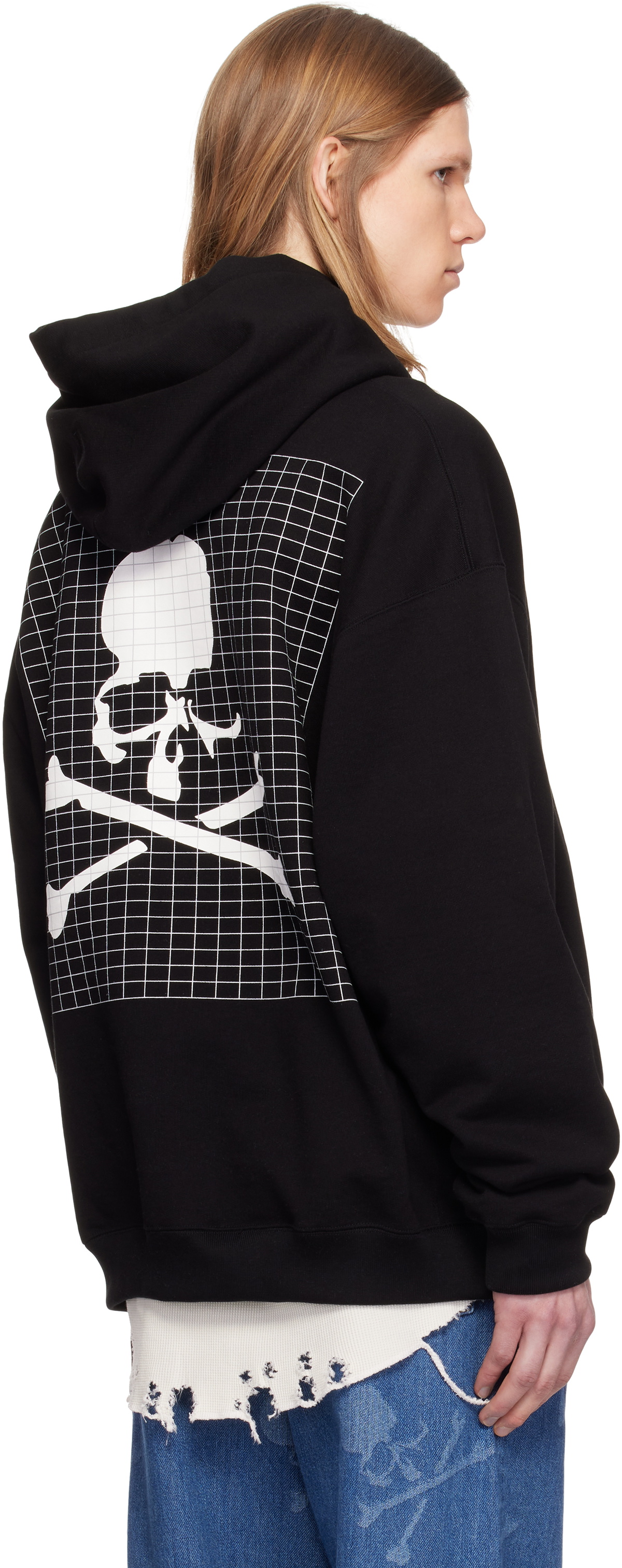 MASTERMIND WORLD Black Boxy Fit Grid Hoodie