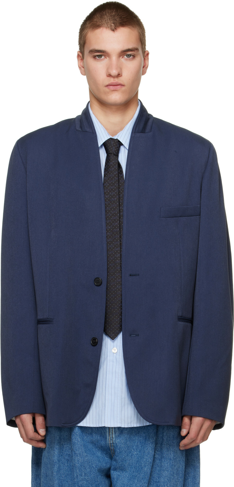 Hed Mayner Navy Shawl Blazer