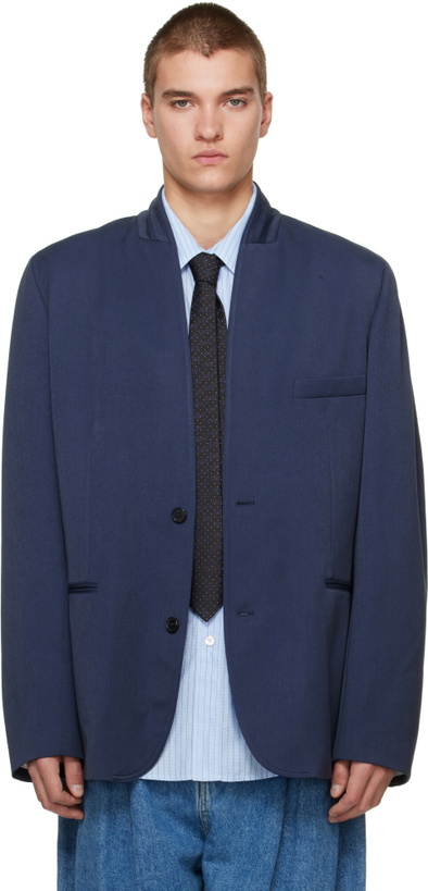 Photo: Hed Mayner Navy Shawl Blazer