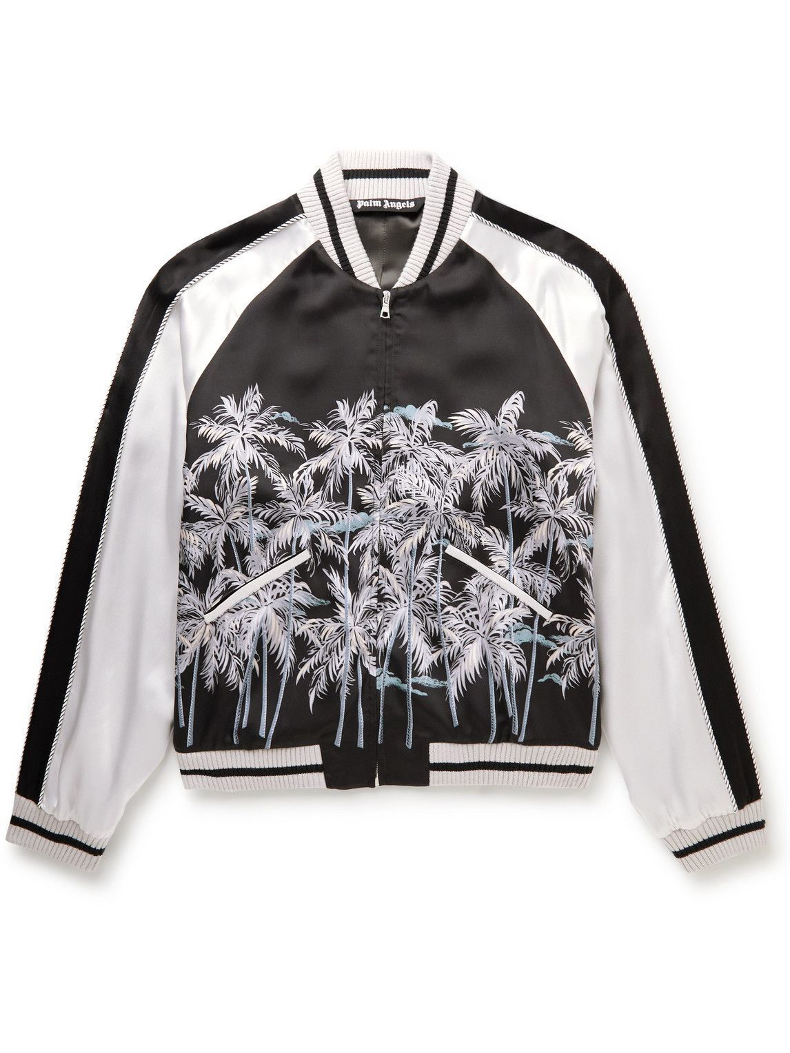 Palm Angels - Printed Satin Bomber Jacket - Black Palm Angels