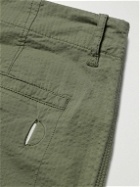 Folk - Assembly Tapered Stretch-Cotton Seersucker Trousers - Green