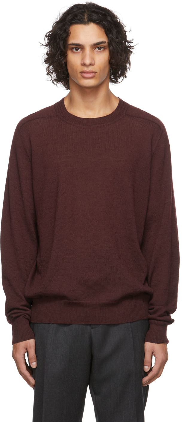 Maison Margiela Burgundy Elbow Patch Sweater Maison Margiela