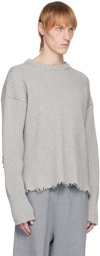 MM6 Maison Margiela Gray Raw Cut Sweater