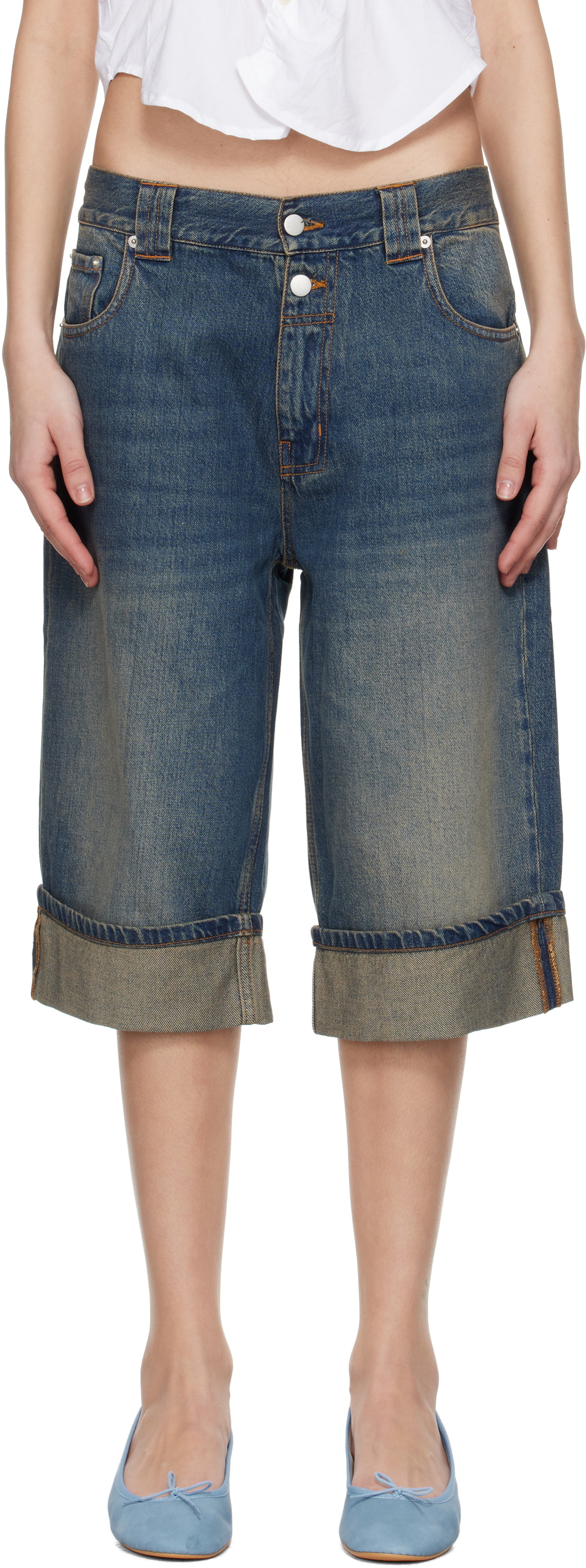 Gimaguas Blue Baggy Denim Shorts