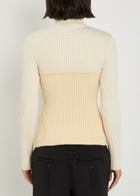 Jean Paul Gaultier Layered Ribbed Wool-blend top Cream