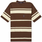 Comme des Garçons Homme Men's Horizontal Stripe Pocket T-Shirt in Brown/Cream