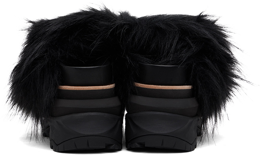 sacai Black Faux-Fur Sandals