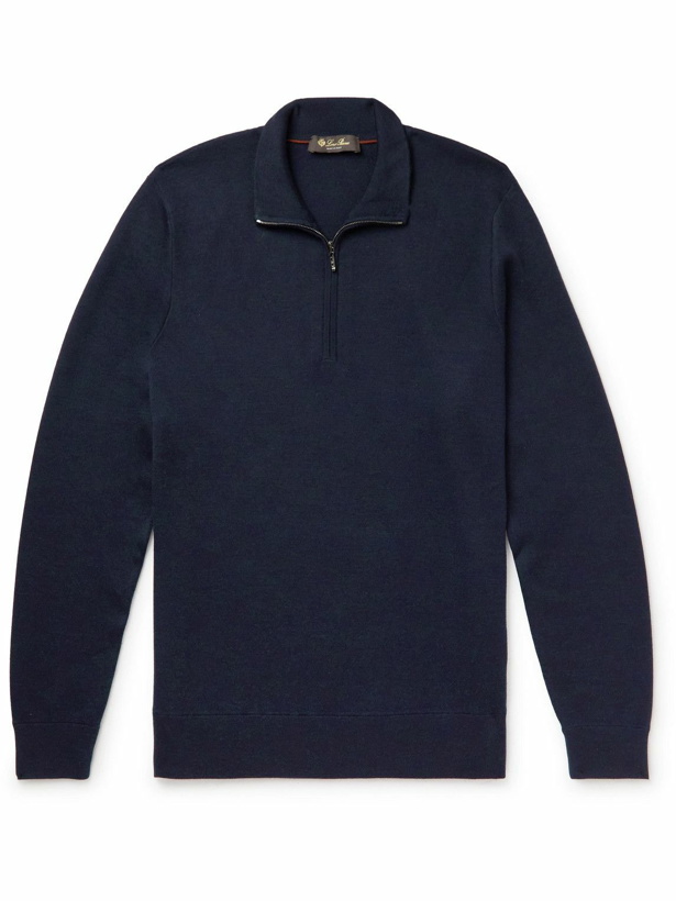 Photo: Loro Piana - Cashmere, Wool and Silk-Blend Half-Zip Sweater - Blue
