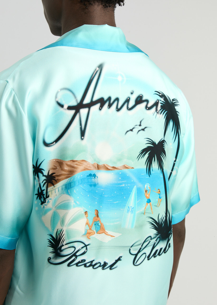 Amiri Resort Club Printed Silk-satin Shirt Blue Amiri