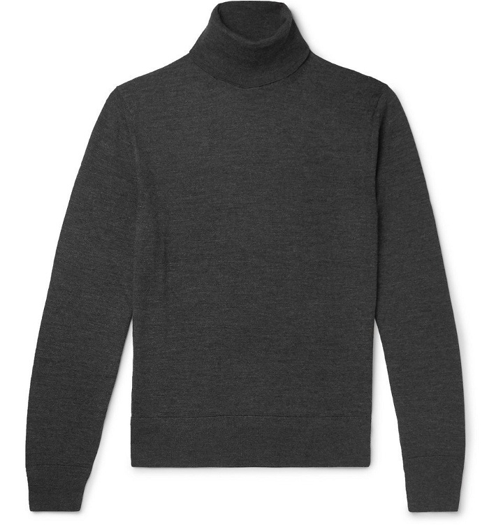 Photo: TOM FORD - Mélange Wool Rollneck Sweater - Dark gray