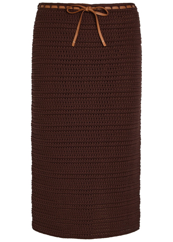 Photo: Tods Knit Cotton Midi Skirt Brown