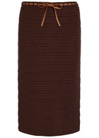 Tods Knit Cotton Midi Skirt Brown