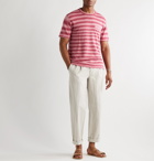 Mr P. - Striped Knitted Linen T-Shirt - Pink