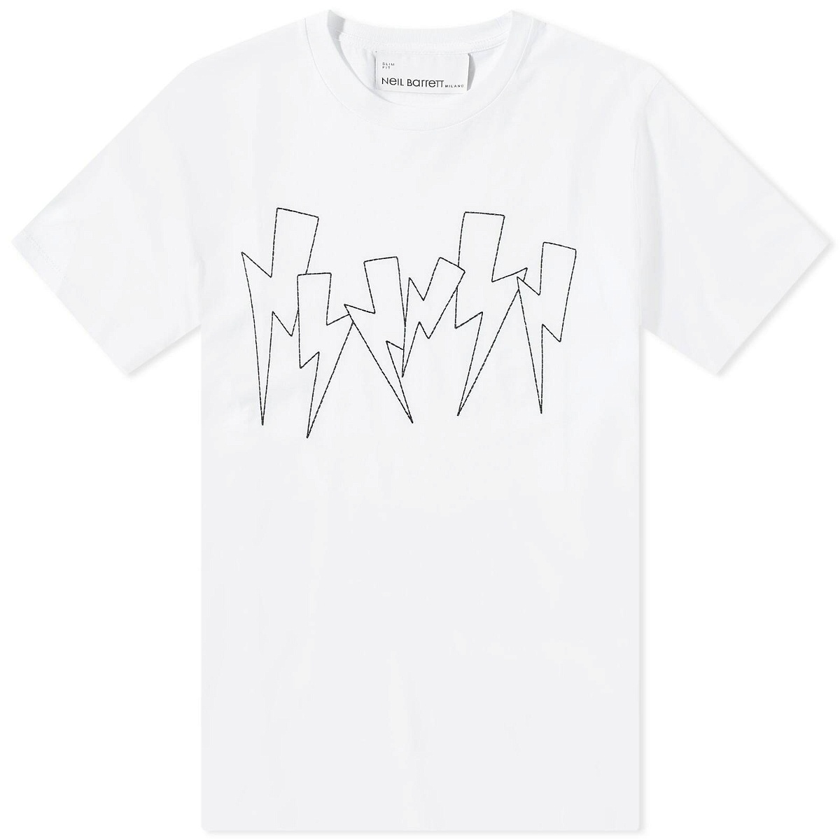 Neil Barrett Men's Jumbled Bolts Embroidered T-Shirt in White/Black ...