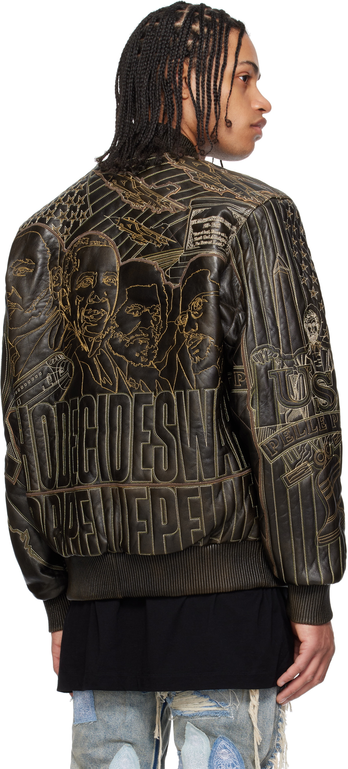 Who Decides War Brown Pelle Pelle Edition Monument Leather Jacket