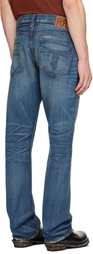 RRL Blue Slim Boot Sutton Repaired Selvedge Jeans