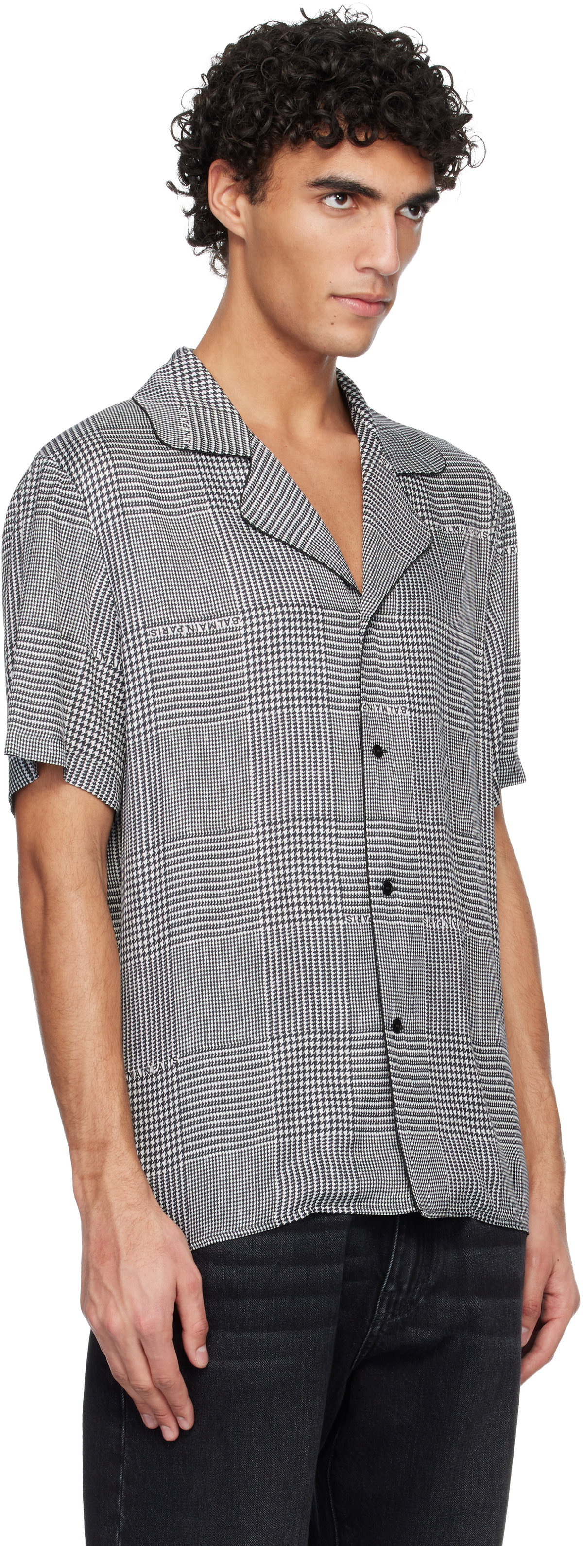 Balmain Black & White Pyjama Printed Prince of Wales Shirt