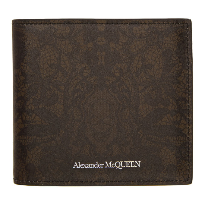 Photo: Alexander McQueen Black and Brown Floral Skull Wallet