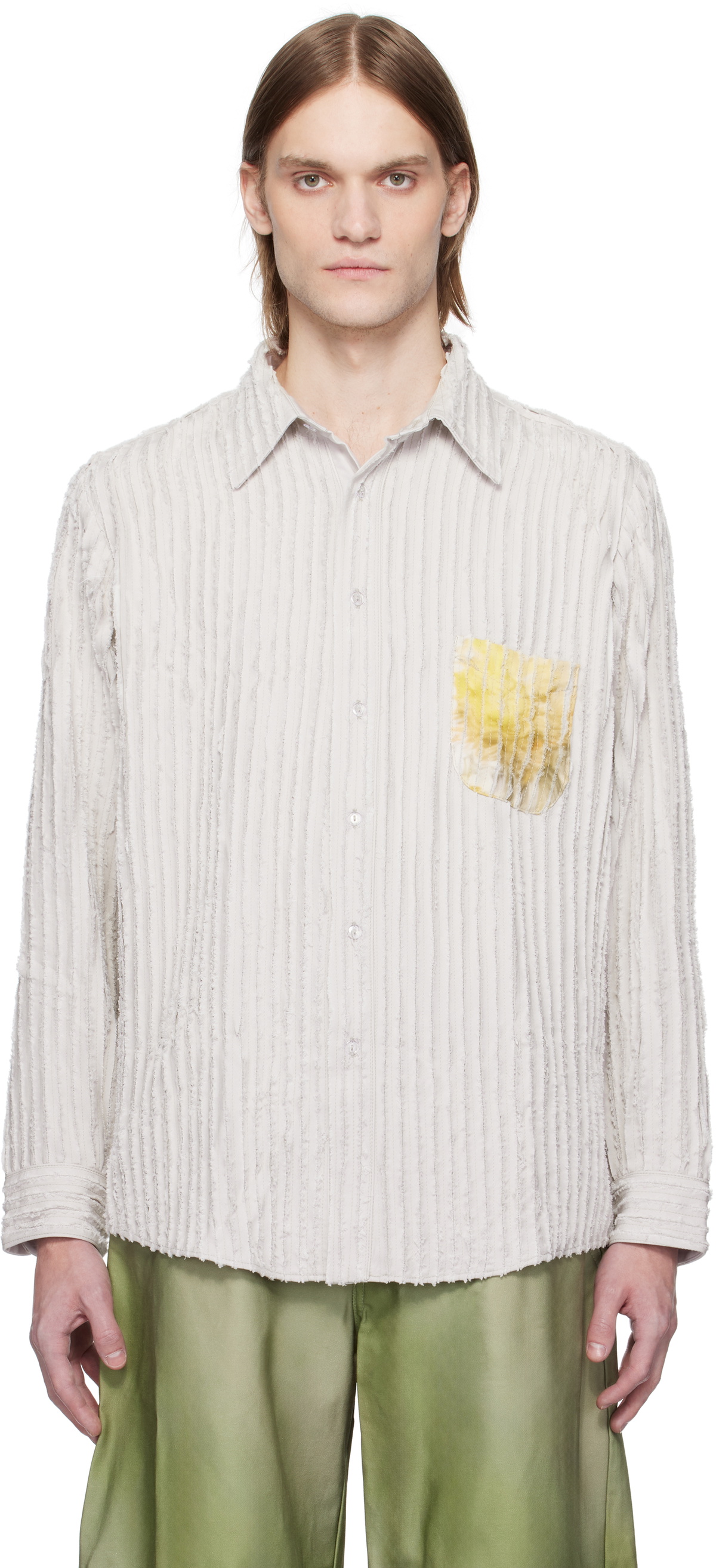 Collina Strada Gray Flower Drip Convention Shirt
