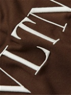 Valentino - Logo-Embroidered Cotton-Blend Jersey Hoodie - Brown