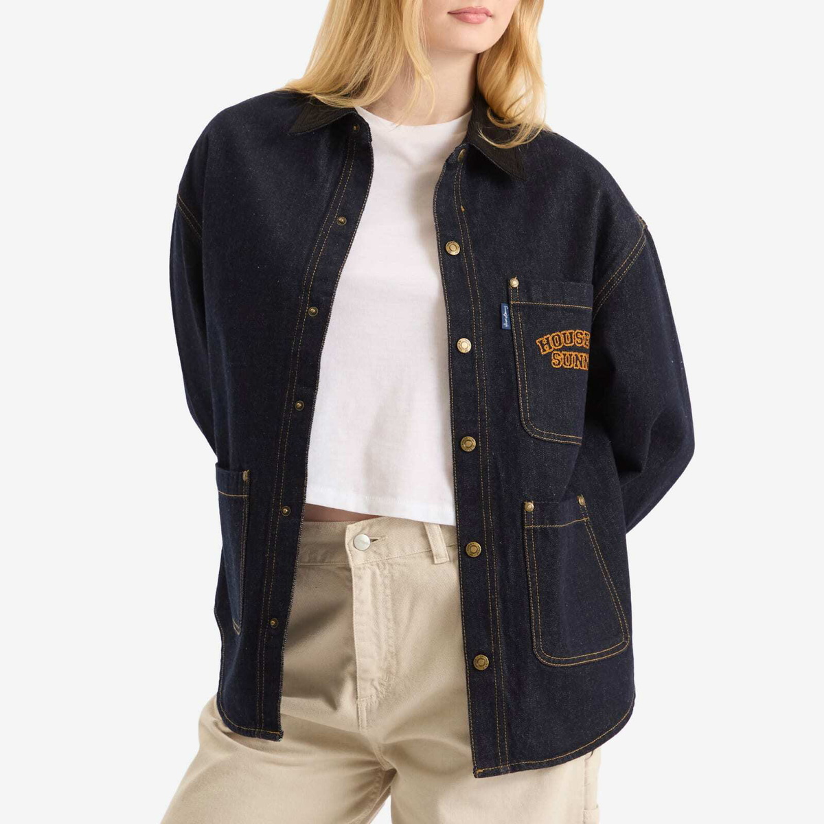 House Of Sunny Women's Chainstitch Shirt in Indigo