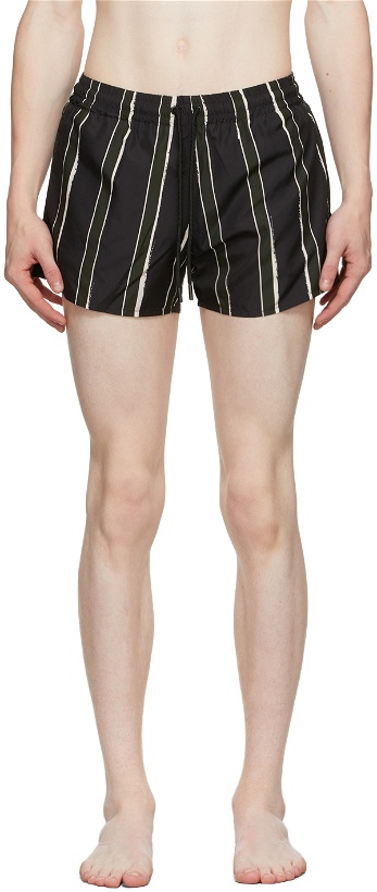 Photo: COMMAS Black & Green Stripe Short Length Swim Shorts