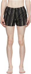 COMMAS Black & Green Stripe Short Length Swim Shorts