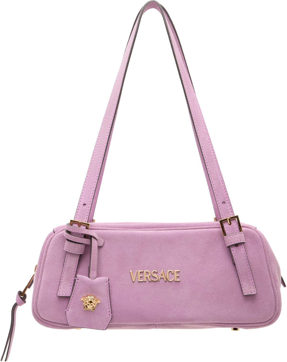 Versace Pink 'Versace Tag' Suede Bowling Bag