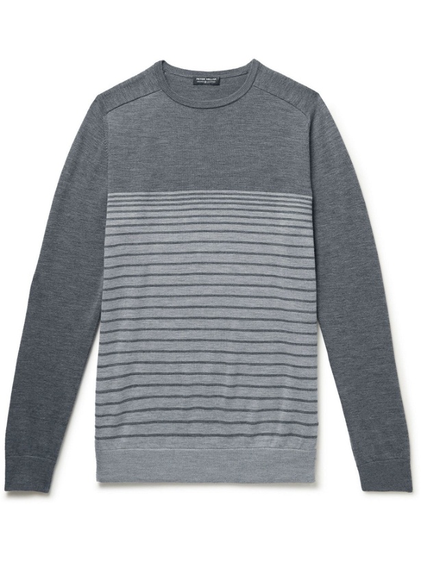 Photo: Peter Millar - Crown Crafted Striped Merino Wool-Blend Sweater - Gray