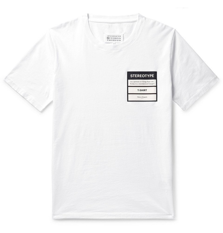 Photo: Maison Margiela - Appliquéd Cotton-Jersey T-shirt - Men - White