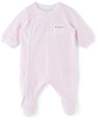 Givenchy Baby White & Pink Footie 4G Sleepsuit