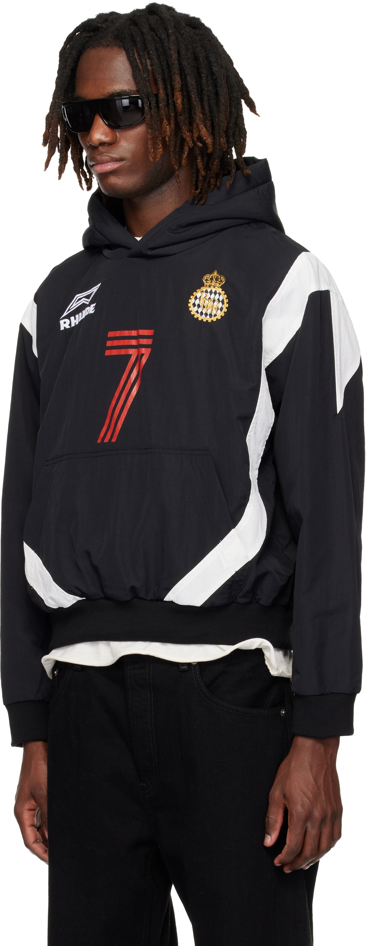 Rhude Black Lago Soccer Hoodie
