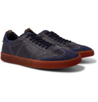 Officine Creative - Kombo Nubuck-Trimmed Leather Sneakers - Blue