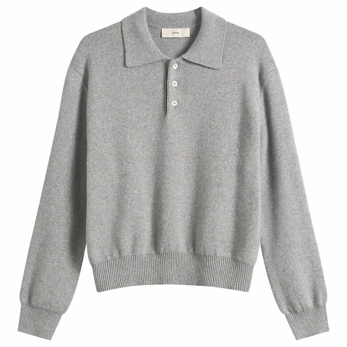 DUNST Women's Collared Sweater in Melange Grey