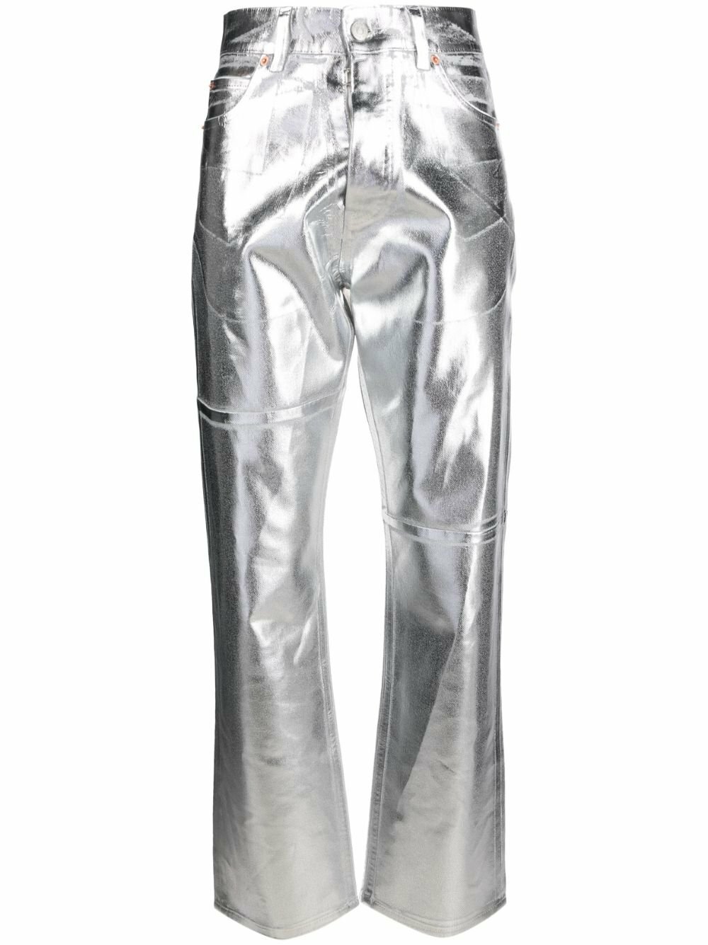 MM6 Maison Margiela Silver Foiled Straight Leg Jeans