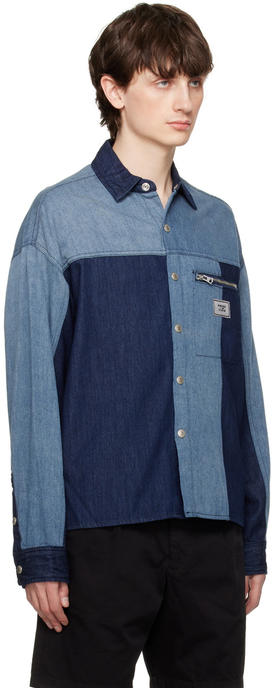 Izzue Blue & Indigo Patched Denim Shirt