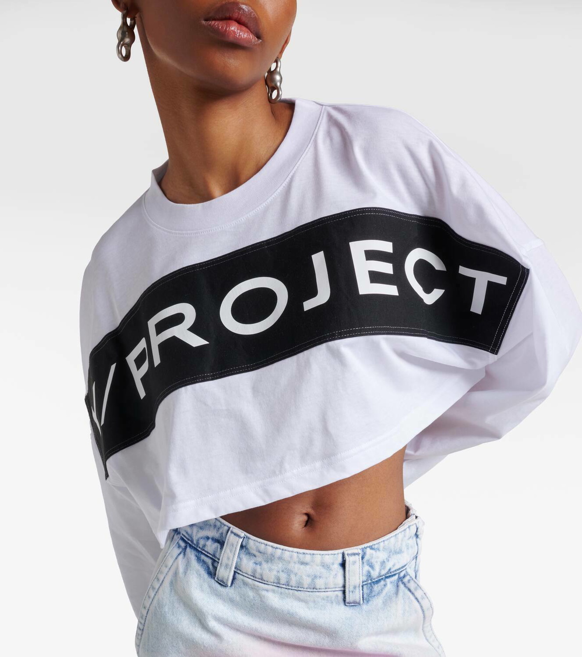 Y/Project Logo cotton jersey crop top