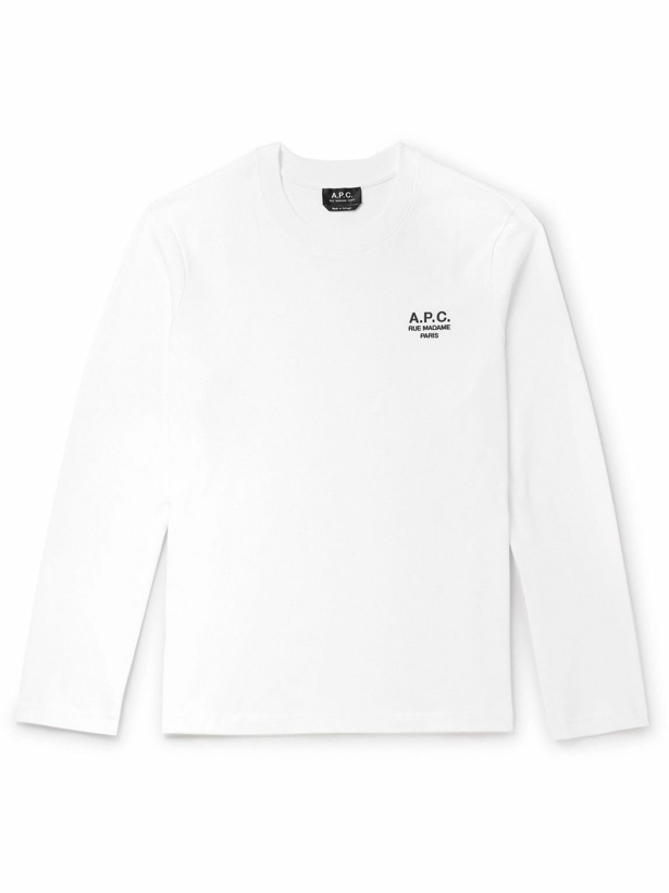 Photo: A.P.C. - Olivier Logo-Embroidered Cotton-Jersey T-Shirt - White